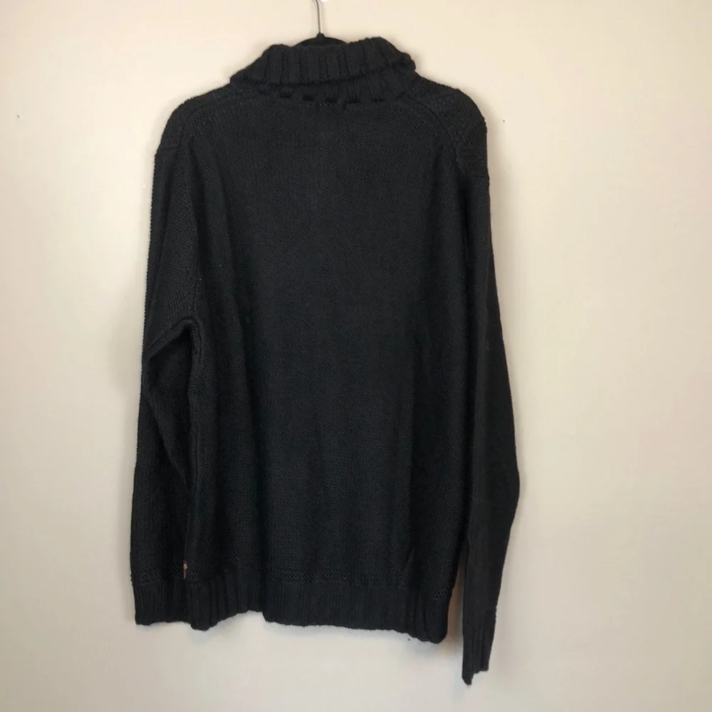 IZOD NWT Black Wool Blend Cable Knit Half Button Down‎ Sweater size XL